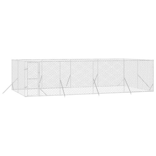 Udendørs hundegård 8x4x2 m galvaniseret stål sølvfarvet