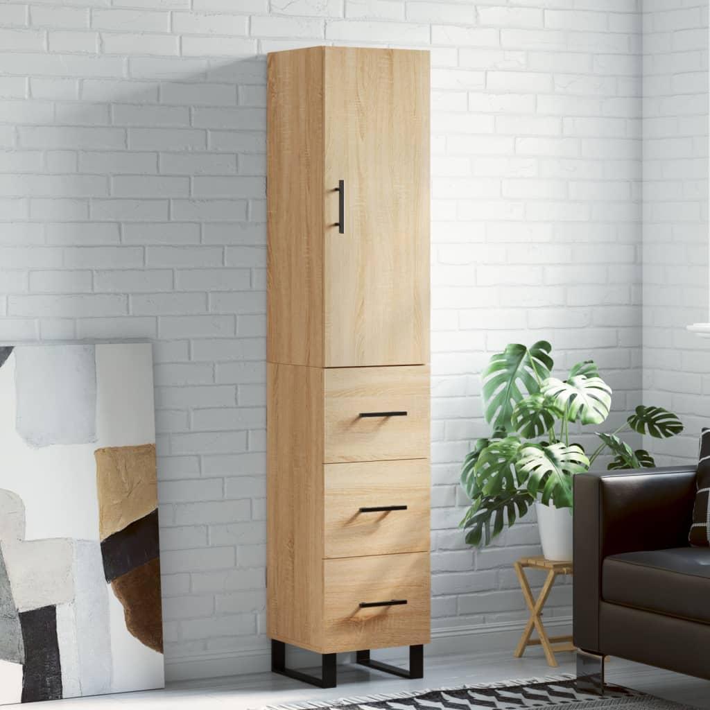 Højskab/skænk 34,5×34×180 cm - konstrueret træ i sonoma-eg billede