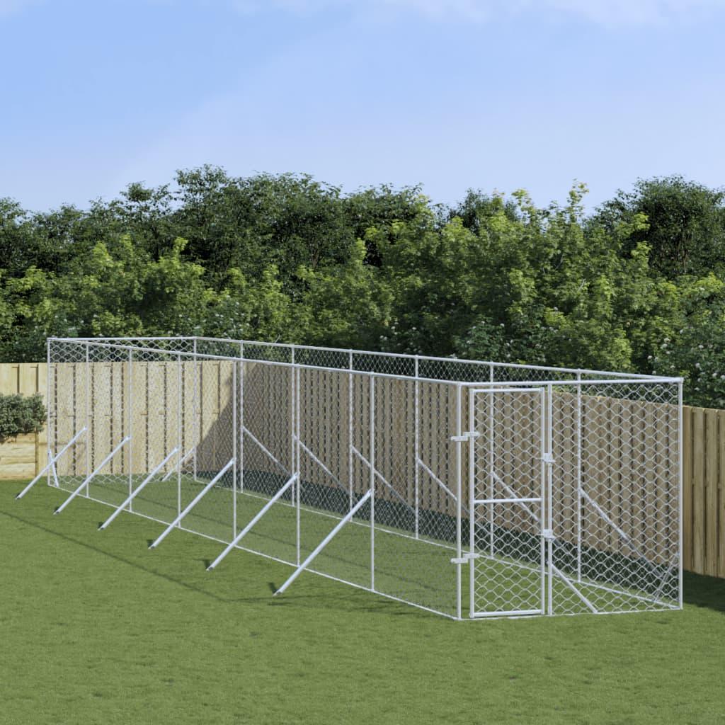 Udendørs hundegård 2x14x2 m galvaniseret stål sølvfarvet