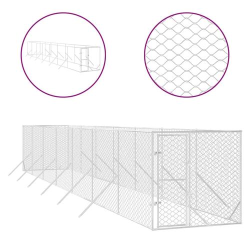 Udendørs hundegård 2x14x2 m galvaniseret stål sølvfarvet