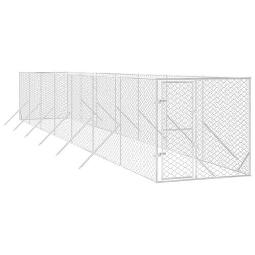 Udendørs hundegård 2x14x2 m galvaniseret stål sølvfarvet