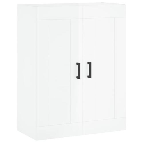 Højskab 69,5x34x180 cm konstrueret træ hvid højglans