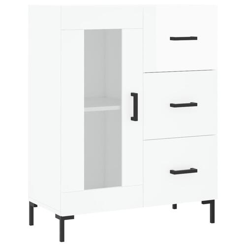 Højskab 69,5x34x180 cm konstrueret træ hvid højglans