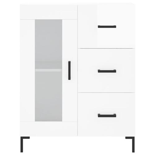 Højskab 69,5x34x180 cm konstrueret træ hvid højglans