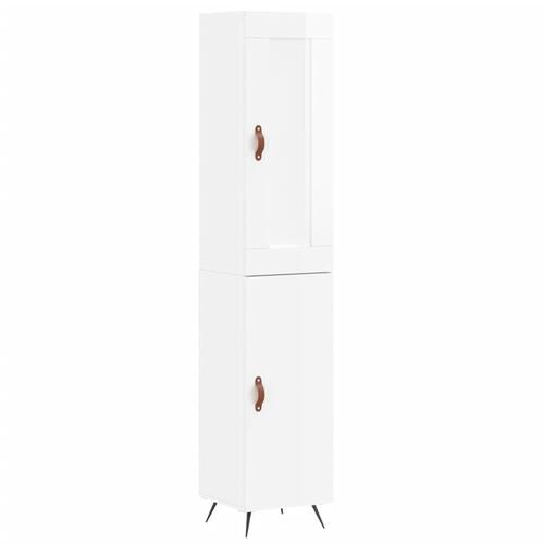 Skab 34,5x34x180 cm konstrueret træ hvid højglans