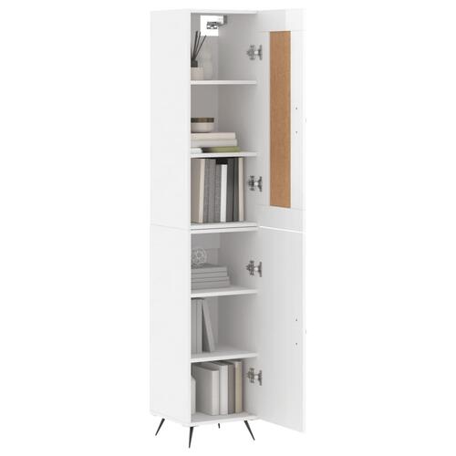 Skab 34,5x34x180 cm konstrueret træ hvid højglans