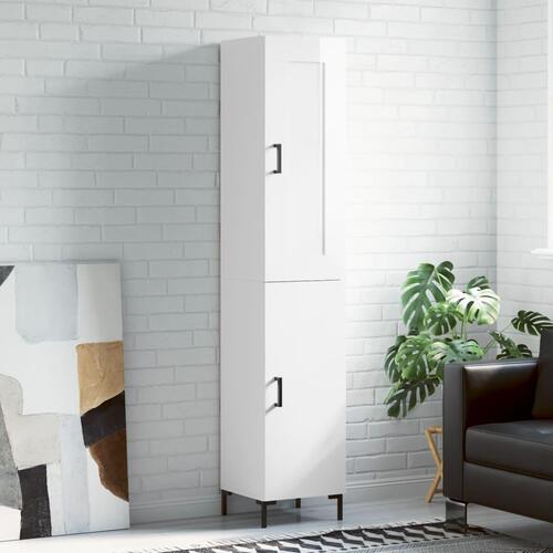 Skab 34,5x34x180 cm konstrueret træ hvid højglans