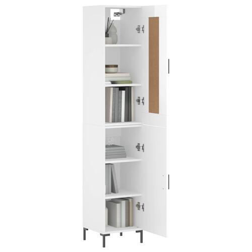 Skab 34,5x34x180 cm konstrueret træ hvid højglans