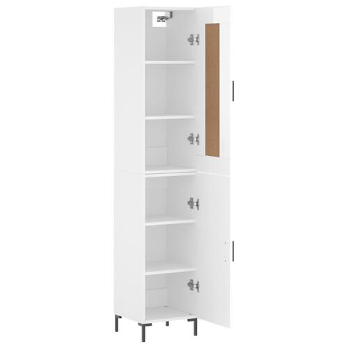 Skab 34,5x34x180 cm konstrueret træ hvid højglans