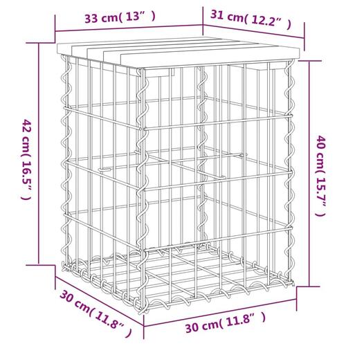 Havebænk med gabiondesign 33x31x42 cm massivt fyrretræ