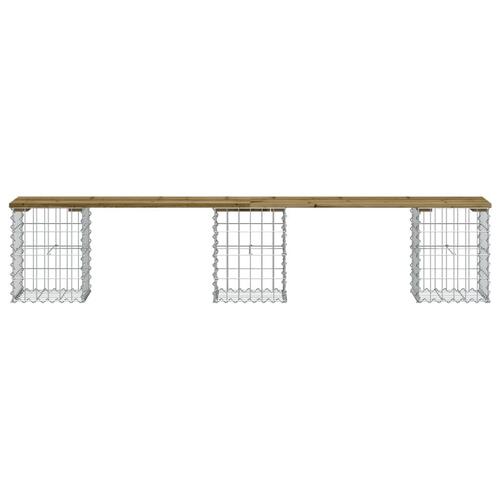 Havebænk med gabiondesign 203x31x42 cm imprægneret fyrretræ