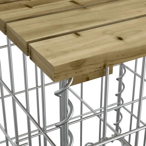 Havebænk med gabiondesign 203x31x42 cm imprægneret fyrretræ