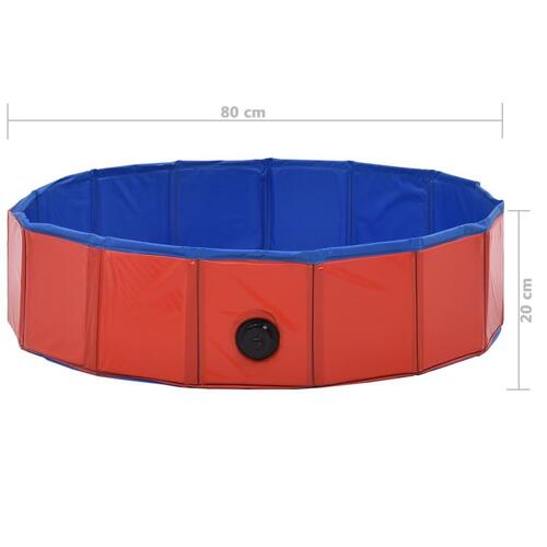 Foldbart hundebassin 80 x 20 cm PVC rød
