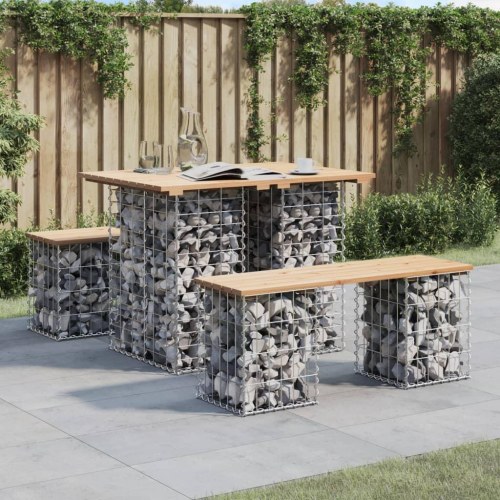 Havebord i gabiondesign 100×70×72 cm - massivt fyrretræ