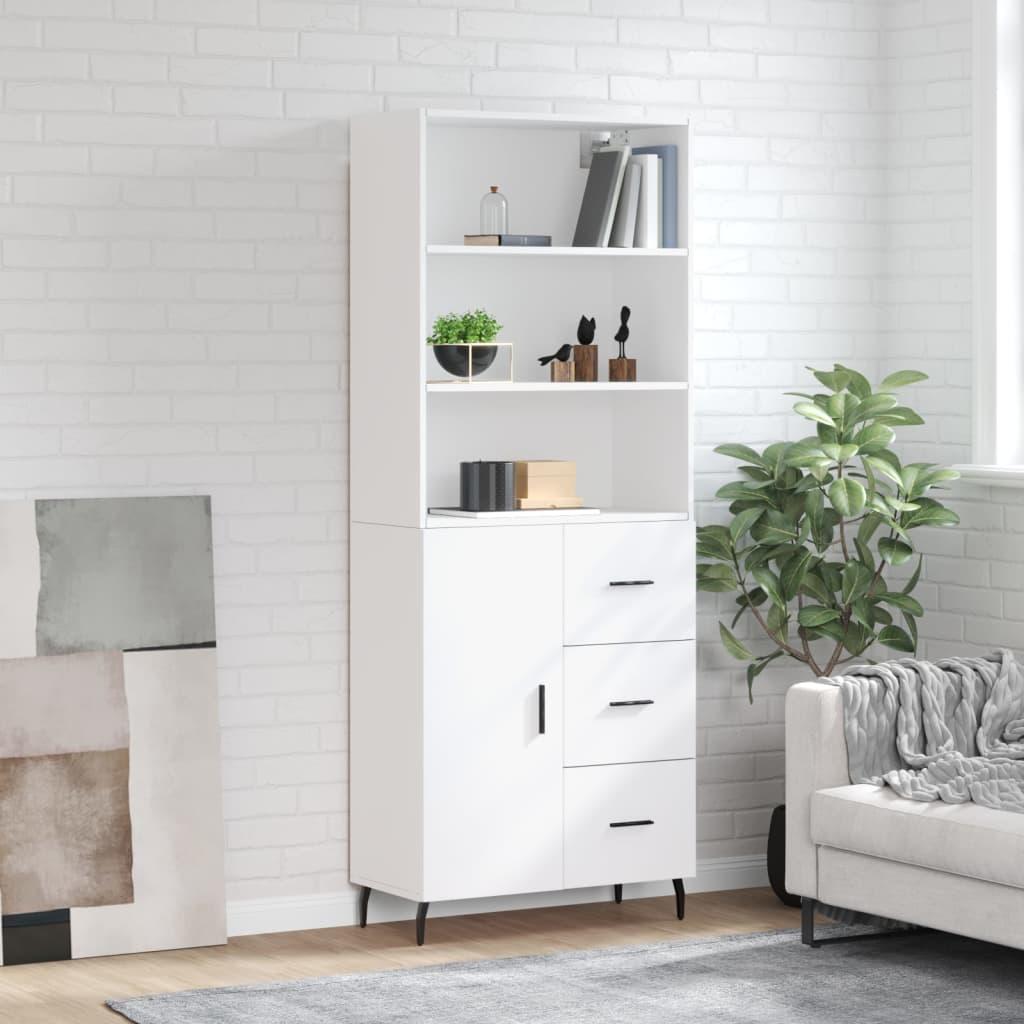 Højskab 69,5x34x180 cm konstrueret træ hvid