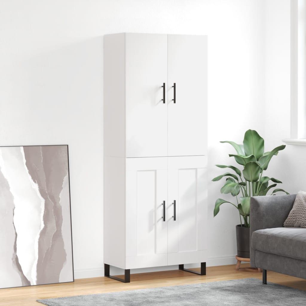 Højskab 69,5x34x180 cm konstrueret træ hvid billede