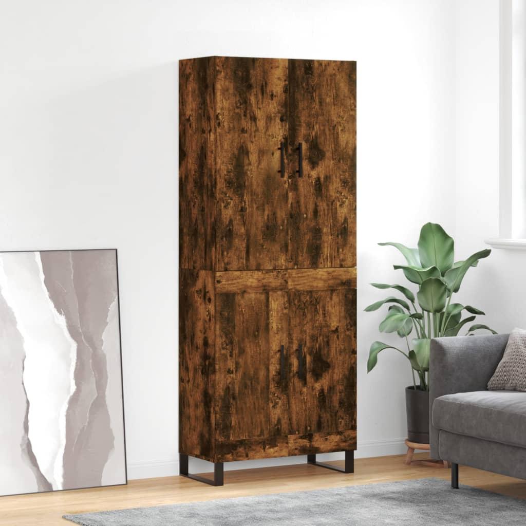 Højskab 69,5x34x180 cm konstrueret træ røget egetræsfarve billede