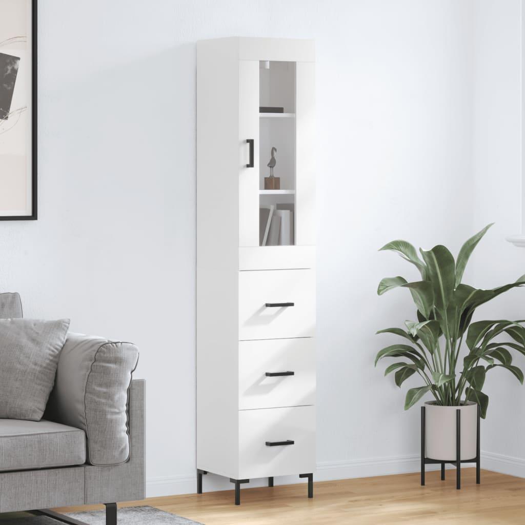Skab 34,5x34x180 cm konstrueret træ hvid højglans