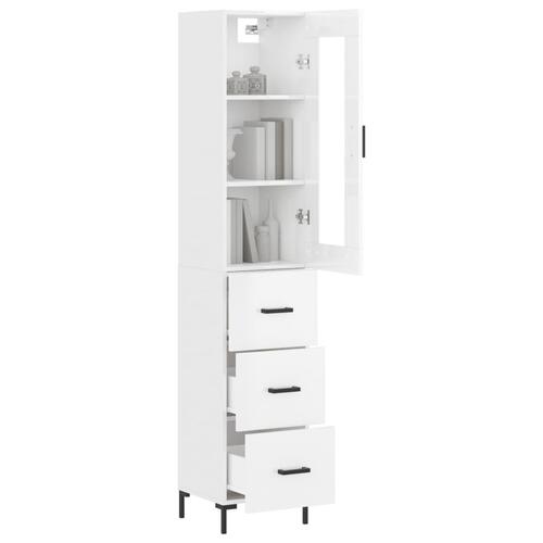 Skab 34,5x34x180 cm konstrueret træ hvid højglans