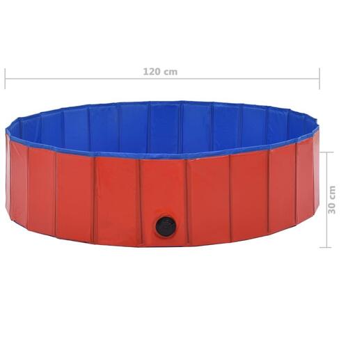 Foldbart hundebassin 120 x 30 cm PVC rød