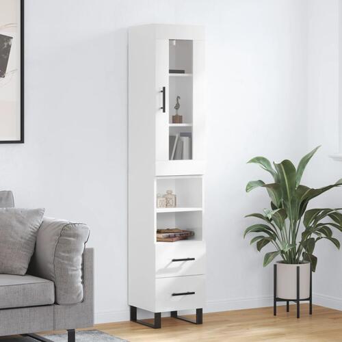 Skab 34,5x34x180 cm konstrueret træ hvid højglans