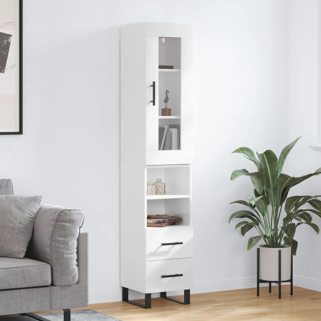 Skab 34,5x34x180 cm konstrueret træ hvid højglans