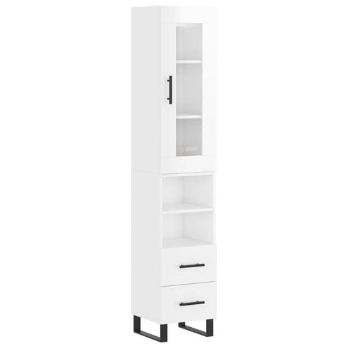 Skab 34,5x34x180 cm konstrueret træ hvid højglans