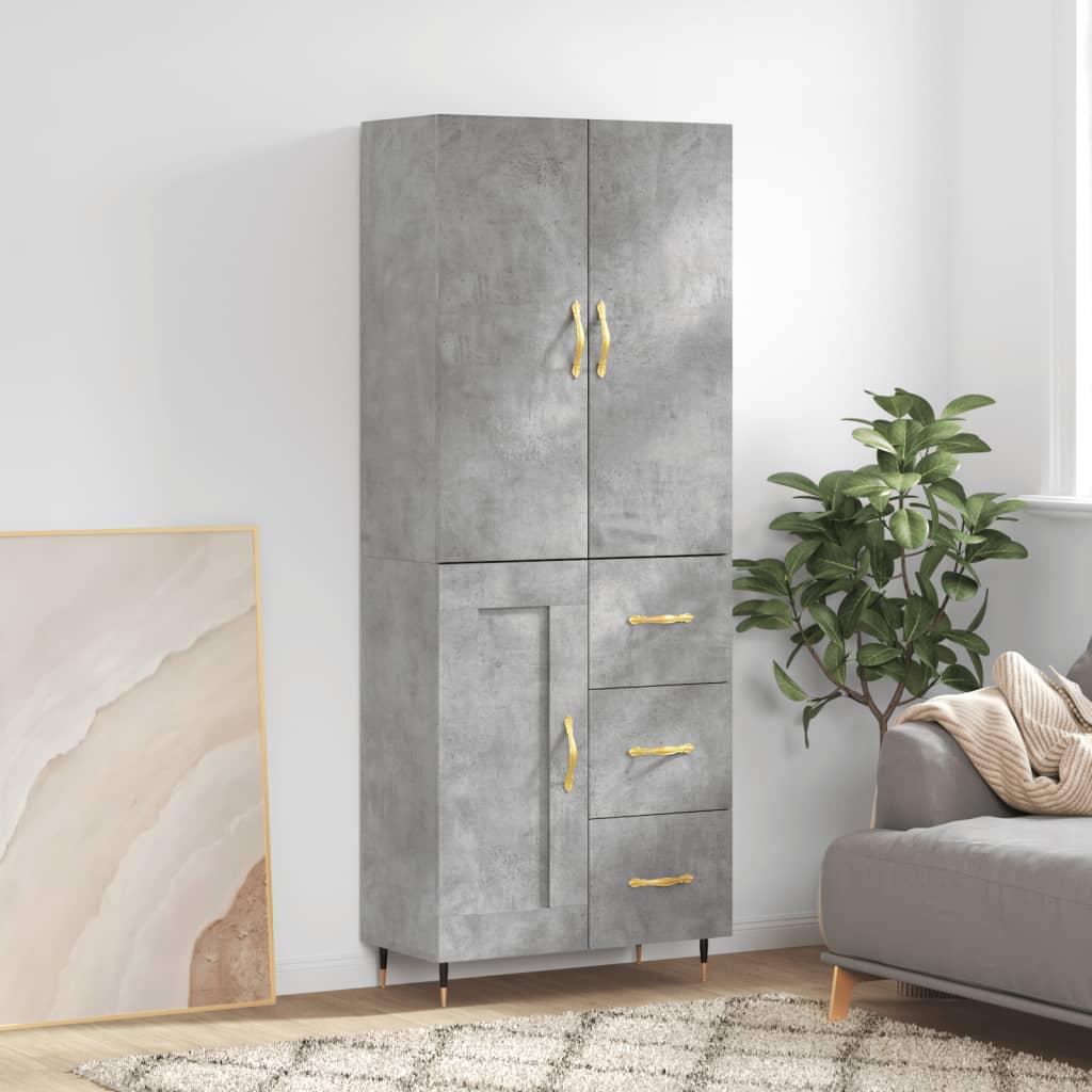 Højskab 69,5x34x180 cm konstrueret træ betongrå