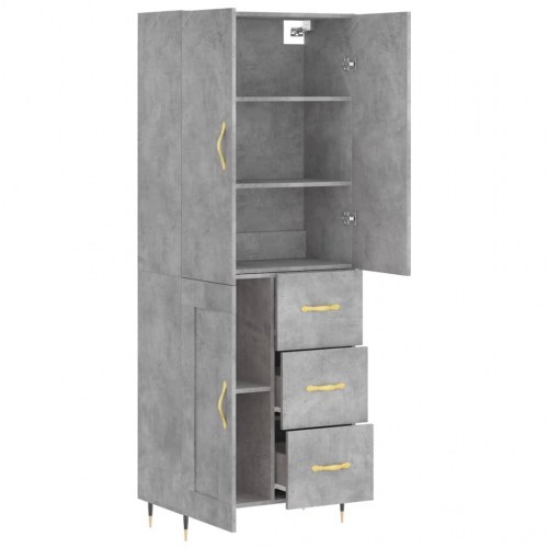 Højskab 69,5x34x180 cm konstrueret træ betongrå