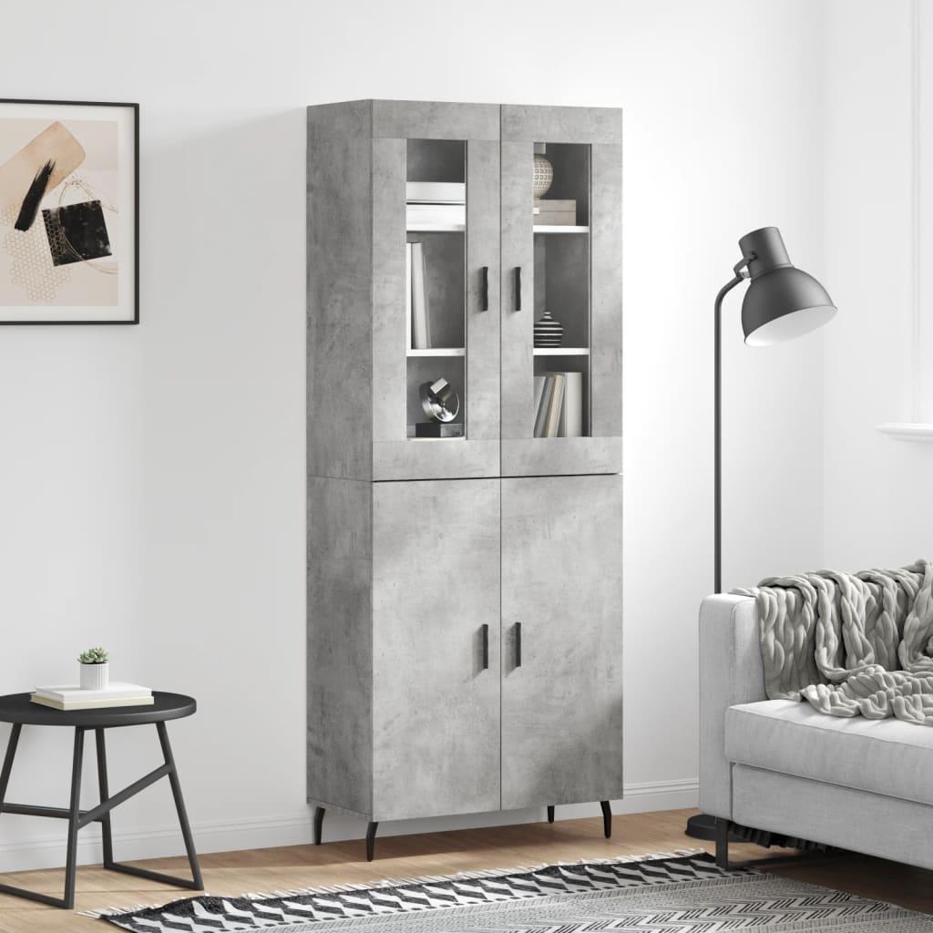Højskab 69,5x34x180 cm konstrueret træ betongrå billede