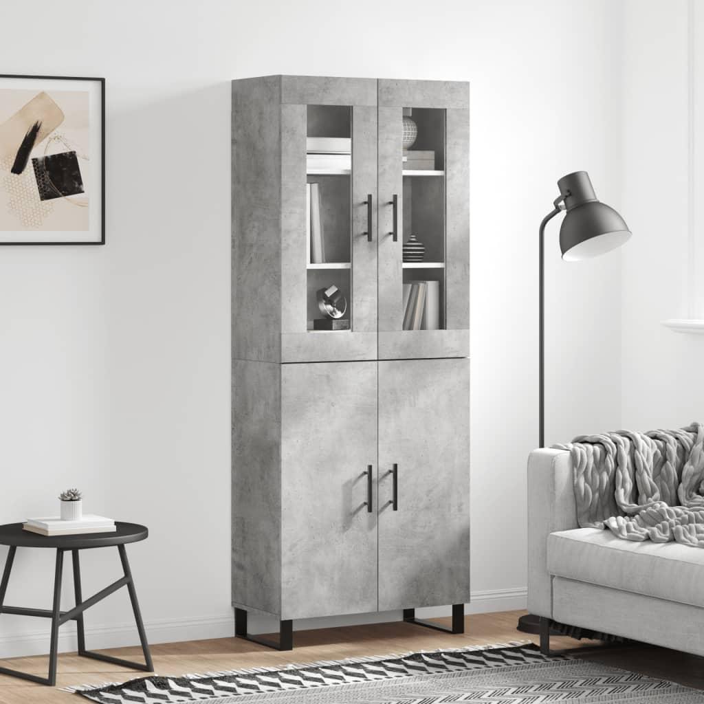 Højskab 69,5x34x180 cm konstrueret træ betongrå