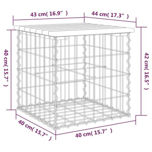 Havebænk med gabiondesign 43x44x42 cm massivt douglasgran