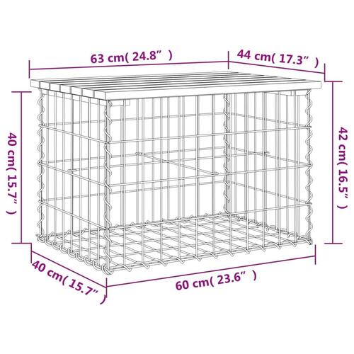 Havebænk med gabiondesign 63x44x42 cm imprægneret fyrretræ