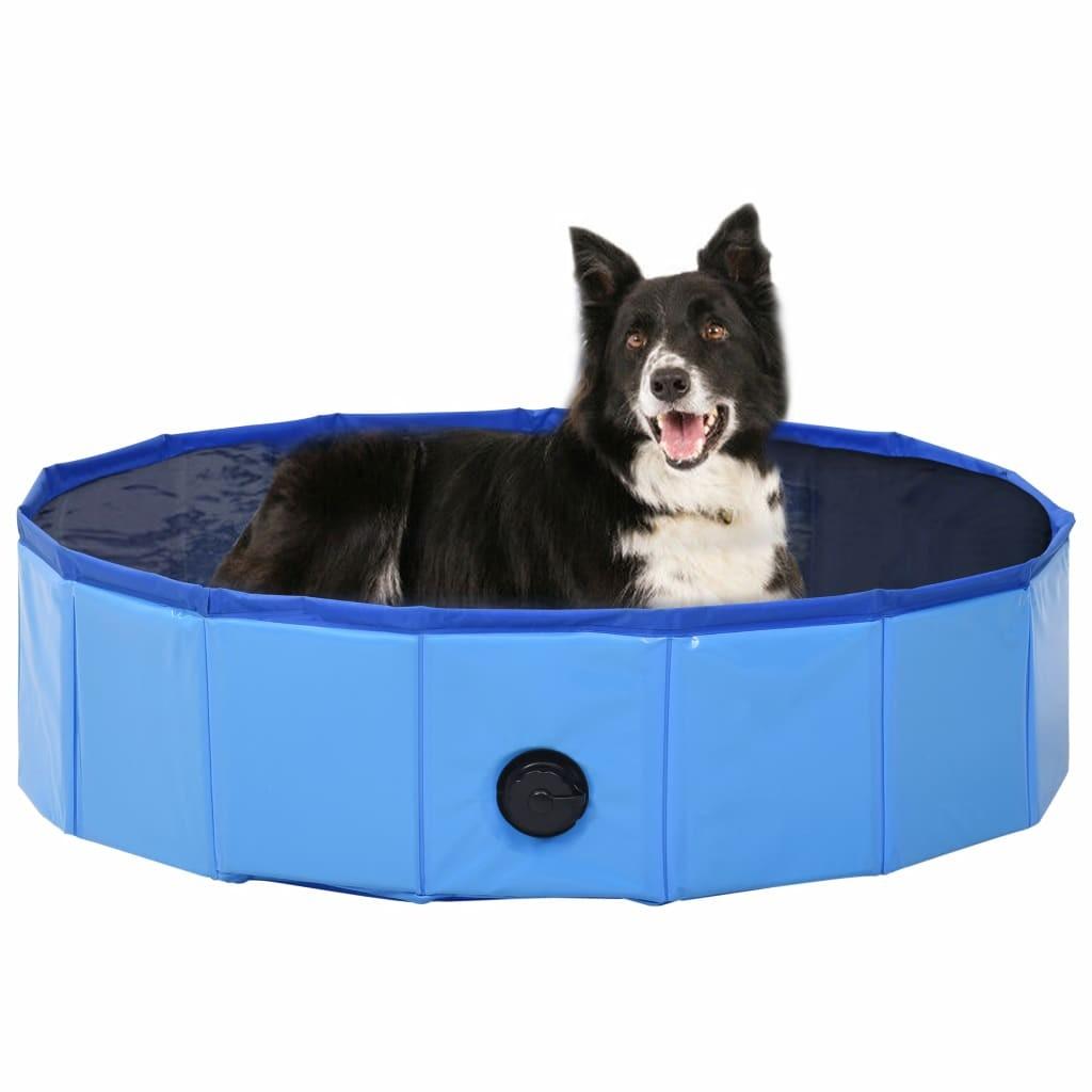 Foldbart hundebassin 80 x 20 cm PVC blå