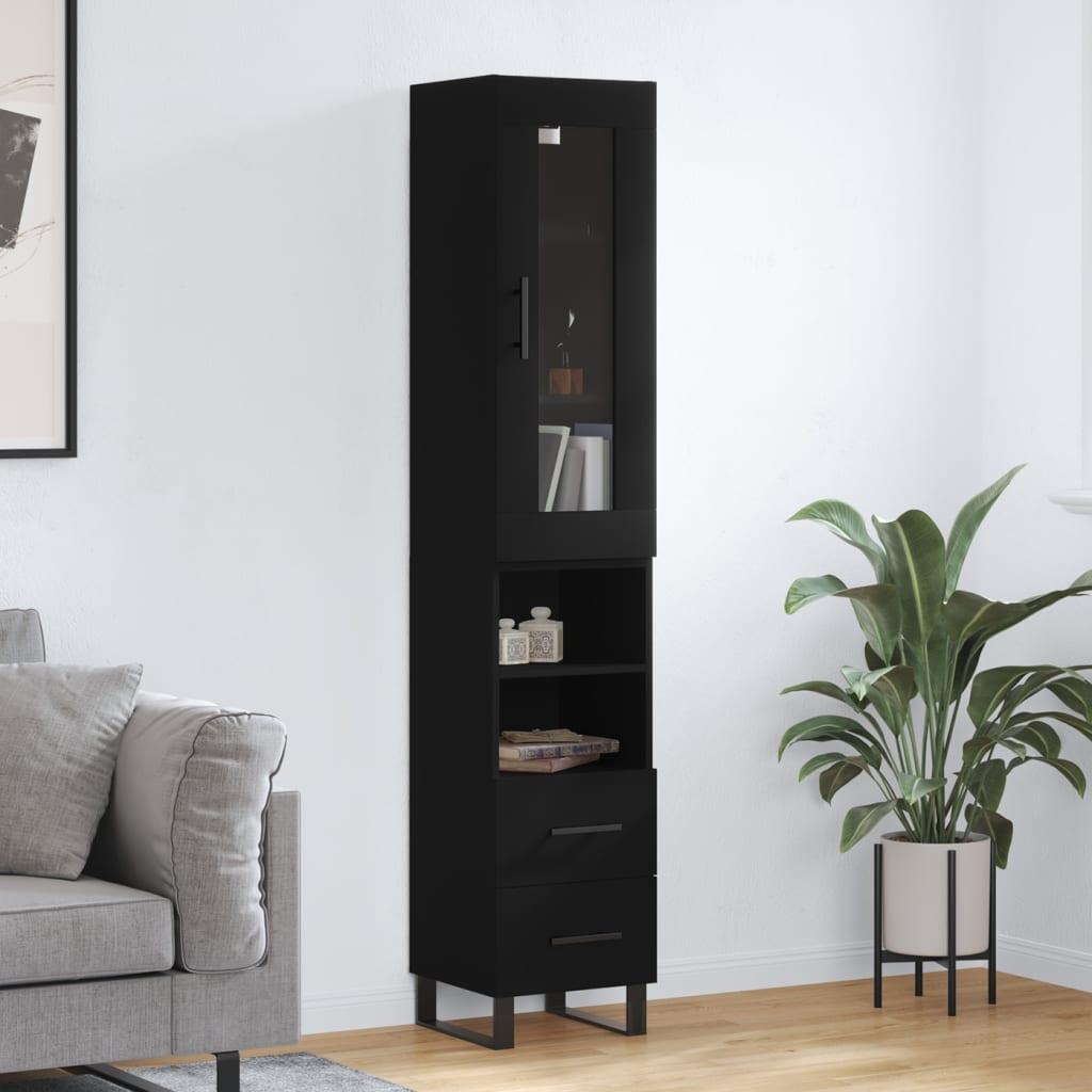 Skab 34,5x34x180 cm konstrueret træ sort