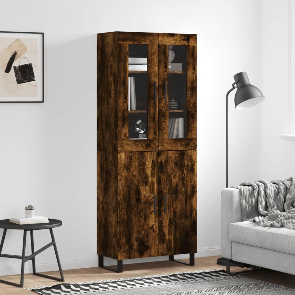 Højskab 69,5x34x180 cm konstrueret træ røget egetræsfarve