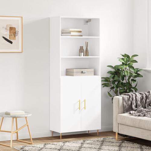 Højskab 69,5x34x180 cm konstrueret træ hvid