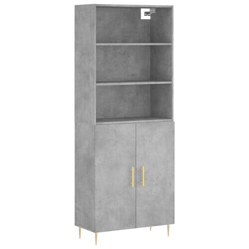 Højskab 69,5x34x180 cm konstrueret træ betongrå