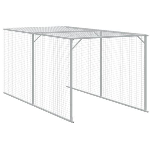 Hønsehus med løbegård 117x1221x123 cm galvaniseret stål lysegrå