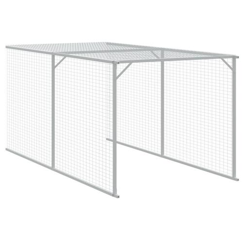 Hønsehus med løbegård 117x405x123 cm galvaniseret stål lysegrå