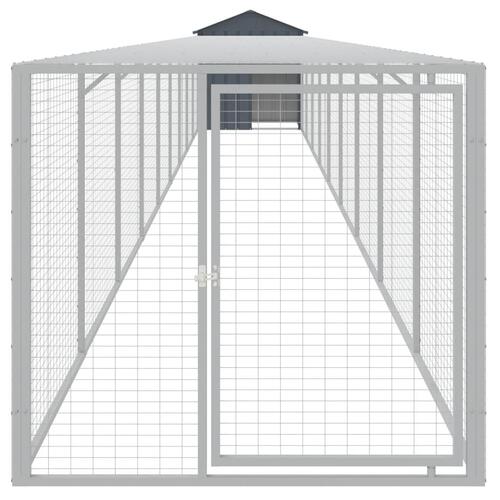 Hønsehus m. løbegård 117x1017x123 cm galvaniseret stål antracit