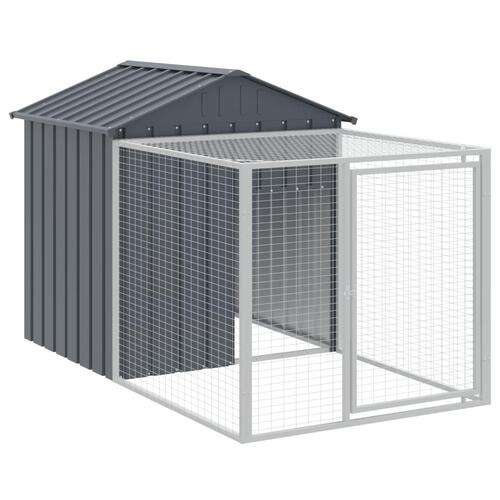 Hønsehus m. løbegård 117x1017x123 cm galvaniseret stål antracit