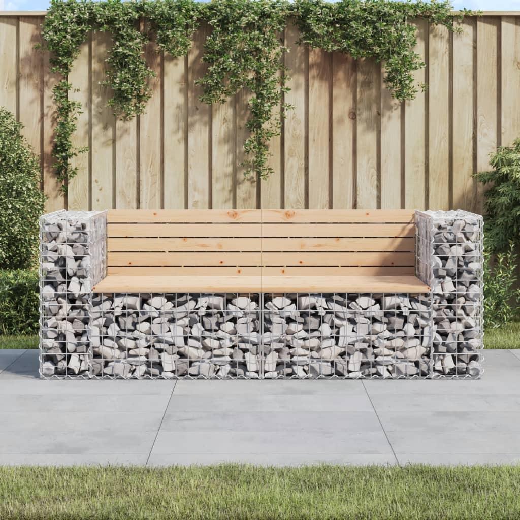Havebænk med gabiondesign 184×71×65,5 cm - massivt fyrretræ