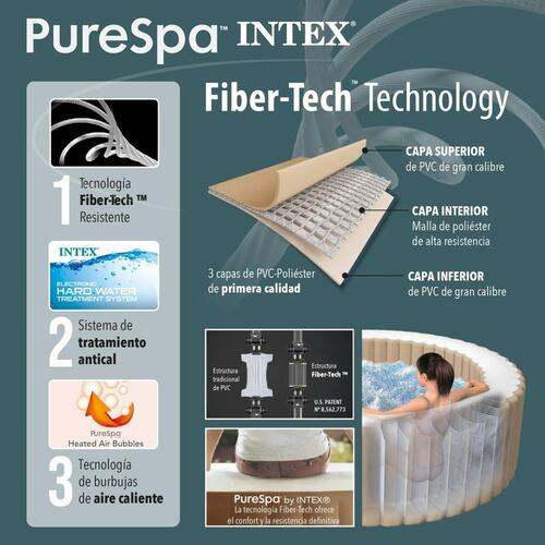 Oppustelige Spa Intex Purespa Greywood Deluxe 28442EX 6 steder 220-240 V 1741 l/h 1089 L