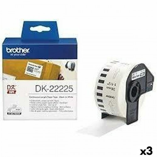 Brother DK-22225 papirrulle, hvid 38 mm x 30,48 m - 3 stk.