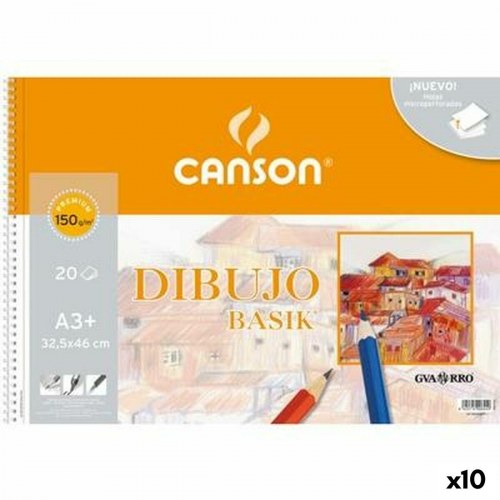 Canson Basik tegneblok A3+ spiral, mikroperforeret - 20 ark (10-pak)