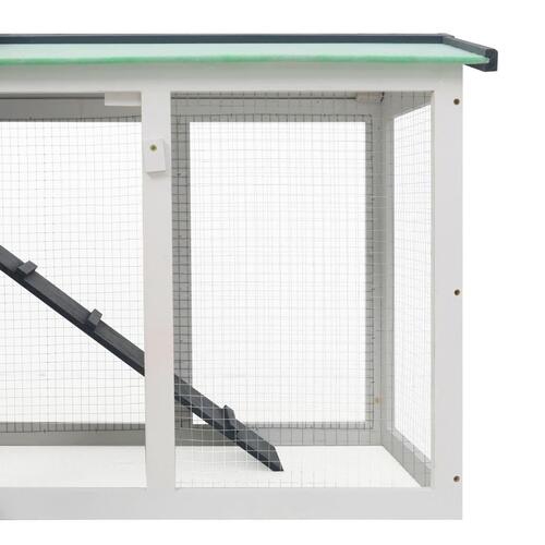 Stort udendørsbur til kæledyr 145x45x84 cm træ grå hvid