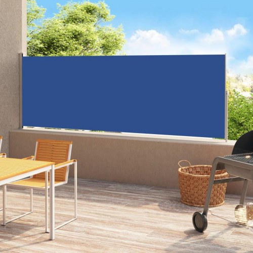 Sammenrullelig sidemarkise til terrasse 180×500 cm - blå