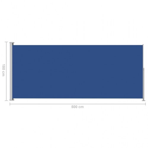 Sammenrullelig sidemarkise til terrasse 180×500 cm - blå