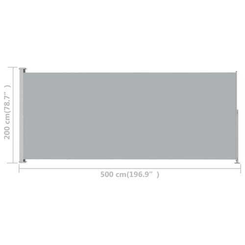 Sammenrullelig sidemarkise til terrassen 200x500 cm grå